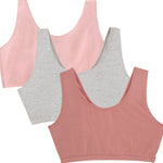 Fruit of The Loom Womens Built Up Tank Style Sports Bra, Heather Grey/Dusk/Blushing Rose, 40 US