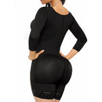 SHAPERX Women's Fajas Colombianas Shapewear Postpartum Tummy Control Arm Slimming Full Body Shaper with Zipper Crotch, SZ7503-Black-L