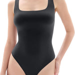 Popilush Double Lined Square Neck Body suits Backless Bodysuit Tank Tops Comfortable Bodysuits Tops