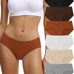 Yifumen Seamless Cotton Underwear for Women No Show Bikini Panties Full Coverage Sexy Soft Comfort Hipsters 6 Pack