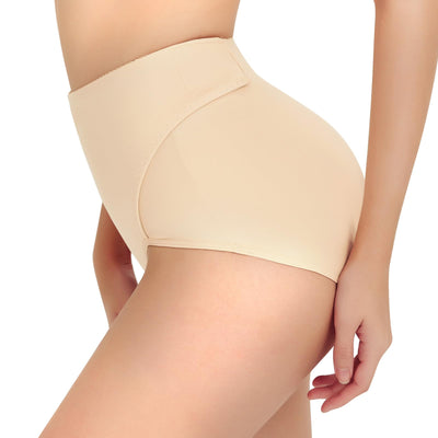 Shymay Postpartum Compression Underwear Tummy Control Panties with Adjustable Belly Wrap C Section Shapewear Girdle for Women (Beige, Small)