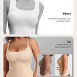 FeelinGirl Women’s Shapewear Tank Tops - Scoop Neck Tummy Control Cami Tops for Women Compression Shirts Khaki XS