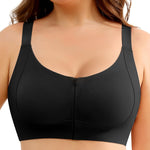 Slimers Zip Front Bras for Women: Wireless Post Surgery Compression Bars Full Coverage Comfort Everyday Black