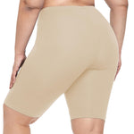 VOGUEMAX Women's Plus Size Short Leggings Stretchy Slip Shorts Mid Thigh Lightweight Pants Apricot