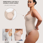Lover-Beauty Lace Shapewear Bodysuits for Women Tummy Control Breathable Thong Seamless with Removable Cups Beige X-Small-Small