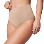 SPANX shape ExtraOrdinary Brief - Sculpting with Compression - Women's Shapewear Underwear - Recycled Nylon Fabric Blend - Toasted Oatmeal - Medium