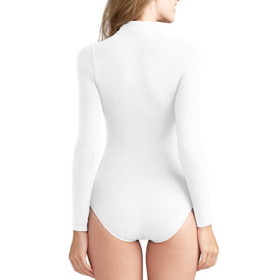 Yummie Women's Madelyn Mock Neck Long Sleeve Shaping Bodysuit Outlast® Seamless, White, Medium/Large