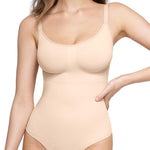 PUMIEY Shapewear Bodysuit for Women Tummy Control V-Neck With Open Gusset Hourglass Collection