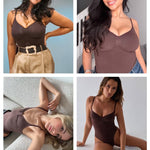 OQQ Women’s Shapewear Bodysuit Seamless Tummy Control Body Suit Soft Stretch Tank Top for Everyday Wear Dark choco