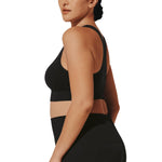 Thirdlove Seamless Racerback Flex Sports Bra, Wireless Workout Top for Women, Pullover Yoga Bras for Fitness, Gym, or Lounge, Compression Bra with Removable Cups, Medium Impact Black - Medium