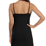 ACIEMR Women Full Slip v-neck Adjustable Spaghetti Strap Cami Under Dress Black Medium