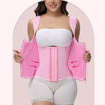SHAPSHE Waist Trainer for Women, Tummy Control Sports Girdle, Workout Body Shaper with Adjustable Shoulder Strap Pink 2XL