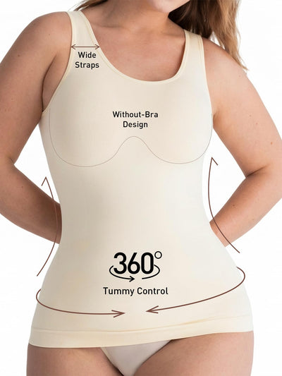 ATTLADY Womens Tummy Control Shapewear Tank Cami, 2 Pack Body Shaper Camisole, Compression Tank Top for Daily Wear & Layering