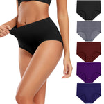 Molasus Women's Soft Cotton Underwear Briefs High Waisted Postpartum Panties Ladies Full Coverage Plus Size Underpants Pack of 5,Large