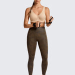 SYROKAN Women's Max Control Underwire Sports Bra High Impact Plus Size with Adjustable Straps Unlined Bra Beige 38DD