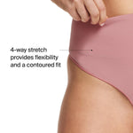 SPANX SPANXshape ExtraOrdinary Thong - Sculpting with Compression - Women's Shapewear Underwear - Recycled Nylon Fabric Blend - Camellia Pink - Medium