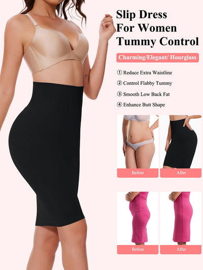 JOYSHAPER Shapewear Slip for Under Dresses Half Slip Tummy Control Dress Skirt Slip Body Shaper