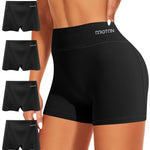 MIOTAN Boy Shorts Cotton Underwear for Women Boyshort Pack Boxer Briefs Boyshorts Tummy Control High Waisted Panties(Black,L)