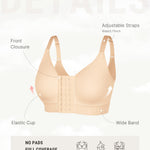 FeelinGirl Post Surgery Compression Bra Front Closure Bras for Women Mastectomy with Front Closure Wireless Bra Beige M