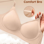 Wireless Jelly Bras for Women No Underwire - Seamless Padded T-Shirt Bralette with Support, Full Coverage Comfort Bra (M, Skin)