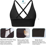 Evercute Women's Sports Bras 3/4 Pack Adjustable Deep V Neck Bras Wireless Spaghetti Strap Criss Cross Padded Low Support Bra