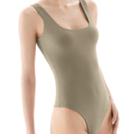 PUMIEY Bodysuit for Women Square Neck Sleeveless Tank Top Body Suits Women Clothing Khaki X-Large