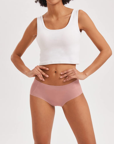 INNERSY Women's Seamless No Show Hipster Panties Invisible Light Underwear 3-Pack(Black/Brick Red/Nude,Medium)