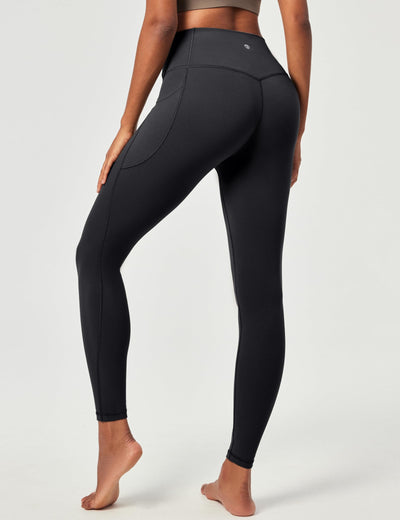 Heathyoga Compression Leggings with Pockets for Women Tummy Control No Front Seam Leggings for Women Workout Yoga Pants Black