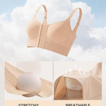 SHAPELLX Compression Bras for Women Post Surgery Front Closure Bras Wireless Mastectomy Bra Adjustable Straps Beige M