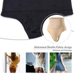 Werena Tummy Control Thong Shapewear for Women Seamless Shaping Novelty Thong Panties Body Shaper Underwear(01# Black-mid Waisted(has Boning),Medium)