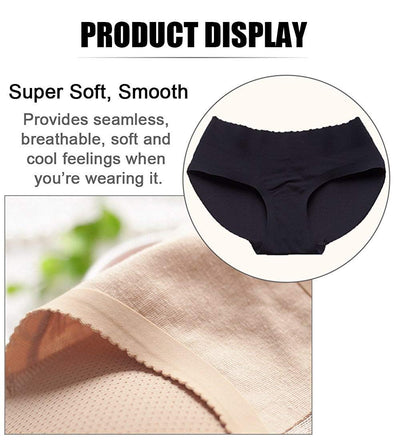 CUGBO 2 Pack Hip Enhancer Butt Lifted Underwear Seamless Fake Padded Briefs Shapewear Pantie Body Shorts for Women Ladies, Black/Beige, L