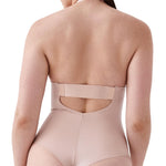 SPANX SPANXshape Suit Your Fancy Plunge Low-Back Thong Bodysuit - Comfortable One Piece - Medium Compression - Seamless - Champagne Beige - L