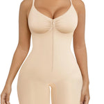 SHAPERX Women's Shapewear Bodysuit Tummy Control Seamless Zip-Up Body Shaper Waist Defining Silhouette,SZ5862-Beige-L/XL