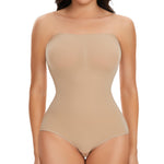 JOYSHAPER Women's Sexy Strapless Bodysuit Shaper Off the Shoulder Shaper Tank Top One Piece Leotard Nude S