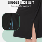 MANCYFIT Half Slips for Women Under Dresses Lace Waistband Long Under Skirt with Slit Black Large