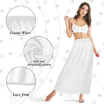 Mepase 3 Pieces Women's Satin Half Slip for Under Dresses 3 Kinds of Length 19, 27, 35 Inch Slip Dress with Lace (White,X-Large)