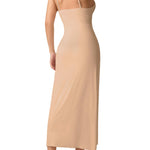 Summienlink Women's Long Full Slip For Under Dresses Sexy Seamless Midi Sleeves Cami Dress (US, Alpha, X-Large, Regular, Regular, Nude)