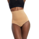 Underoutfit High Waisted Underwear for Women- Tummy Control Shapewear Panty- Small to Plus Sizes, Coffee, Large