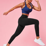 Ewedoos Compression Leggings for Women Tummy Control Leggings with Pockets Workout High Waisted No Front Seam Yoga Pants Gym Black