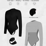 Popilush Bodysuits for Women Tummy Control Shapewear Turtle Neck Body Shaper Thong Body Suits