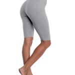 VOGUEMAX Women's Plus Size Short Leggings Stretchy Slip Shorts Mid Thigh Lightweight Pants Grey