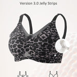 Gailife Womens Wireless V Mesh Comfortable Bra Seamless Bralette Push Up Brassiere No Underwire Supportive Tshirt Everyday Bra, Grey Leopard, M
