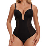 JOYSHAPER Plunge Shapwear Bodysuit with Built in Bra Tummy Control Shapewear Backless Bodysuit with Bra Low Back Shapewear Black 2XL