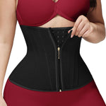 SHAPSHE Waist Trainer for Women Tummy Control Workout Waist Cincher Corset Shapewear Postpartum Body Shaper Faja with Zipper Hook Black