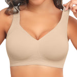 PoseFree Jelly Wireless Bra for Women Plus Size, Older Women - Full Coverage with Full Support & Lift - No Underwire, Back Smoothing, Soft Comfort Everyday Bra (Nude, XL)
