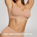 Vertvie Womens Seamless Jelly Bras No Underwire Comfort Push Up Bras Buttery Soft Wireless Bralette Full Coverage Sports Bra(Praline,Large)