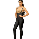 Isavela 2nd Stage Body Suit Ankle Length W/Suspender Plastic Surgery Compression Garment (BS08) (SM, Black)