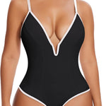 SHAPERIN Bodysuit for Women Shapewear Tummy Control Deep V Neck Plunge Sleeveless Backless Thong Body Suit Tank Top