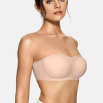 Vertvie Womens Strapless Bra Jelly Push Up Seamless Bandeau Bra Wireless Non Slip Silicone Tube Top Bras Padded Bralette(Skin Color,Medium)