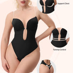 Women Shapewear Backless Body Bra Shaper Womens Plus Size Plunge Invishaper Low Back Thong Bodysuits Open Crotch Daily Use(Black M)